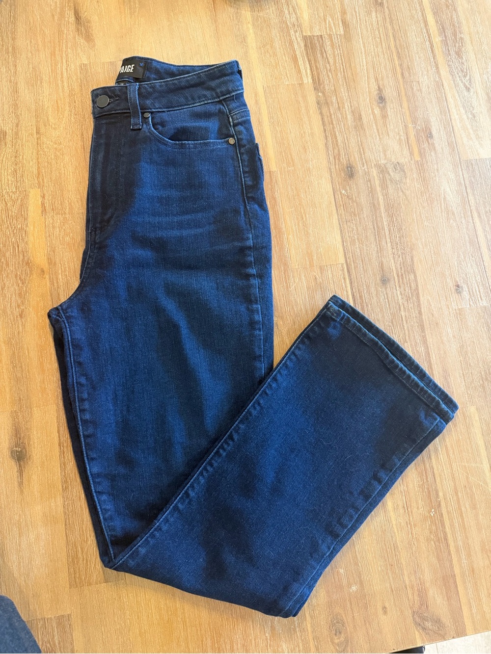 PAIGE Dark Blue Bootcut High-Rise Jeans